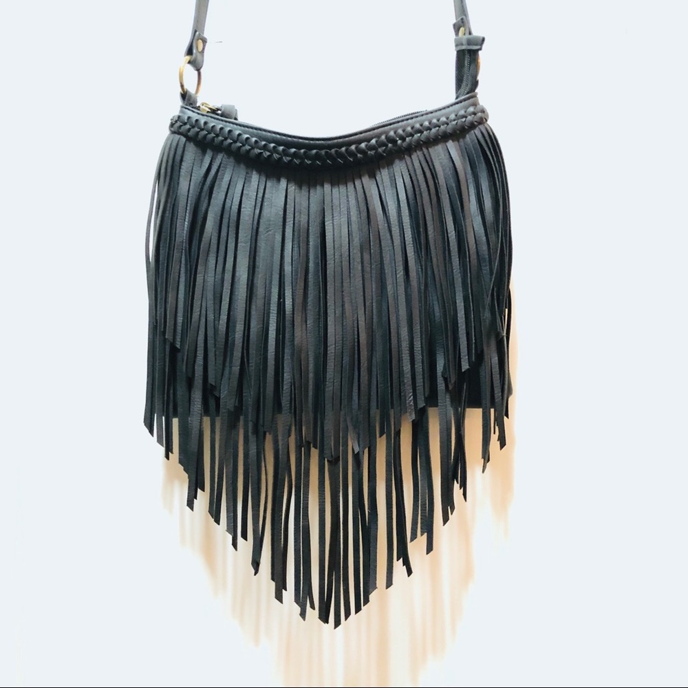 Crossbody Black Tassel Boho Bag